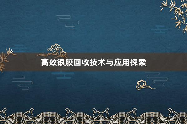 高效银胶回收技术与应用探索